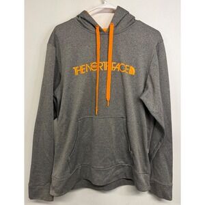 The North Face Mens Gray Orange Logo Pullover Hoodie Sweatshirt Medium TC2D